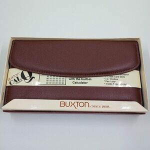 Buxton Leather Wallet Checkclutch Womens One Size Brown CAL-Q Calculator New